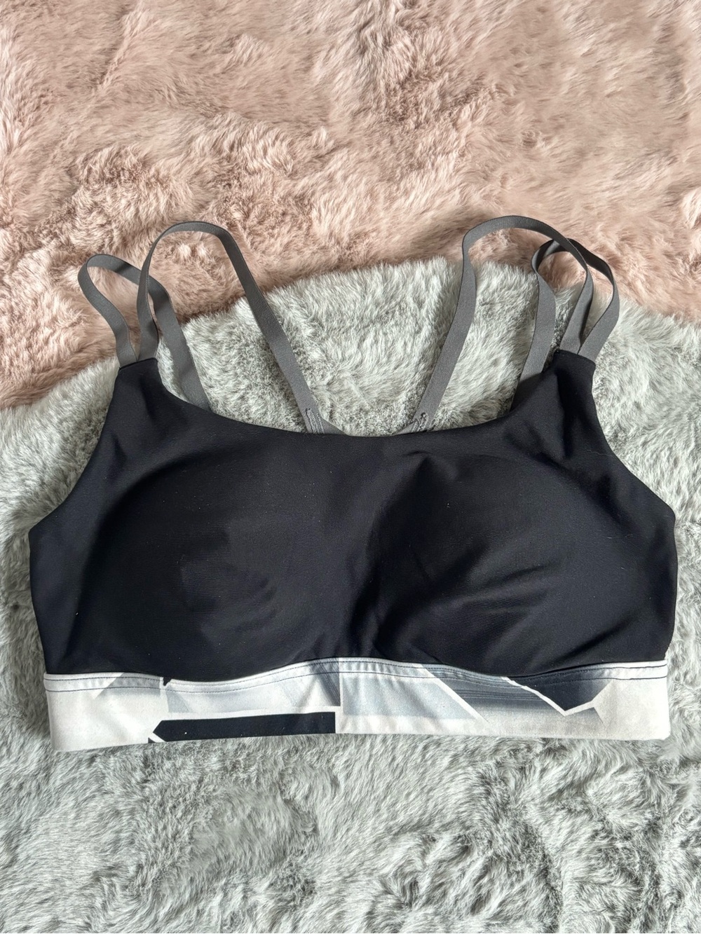 Under armour black gray strappy padded sports bra